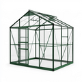 Gewächshaus 190x190x195 cm Aluminium Dunkelgrün freistehend mit Schiebetür und Dachfenster