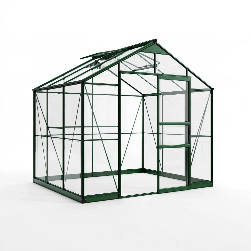 Gewächshaus 190 x 190 x 195 cm Aluminium Grün mit transparenten Paneelen und Dachfenster