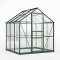Gewächshaus 190 x 190 x 195 cm Aluminium Polycarbonat Grün mit Schiebetür