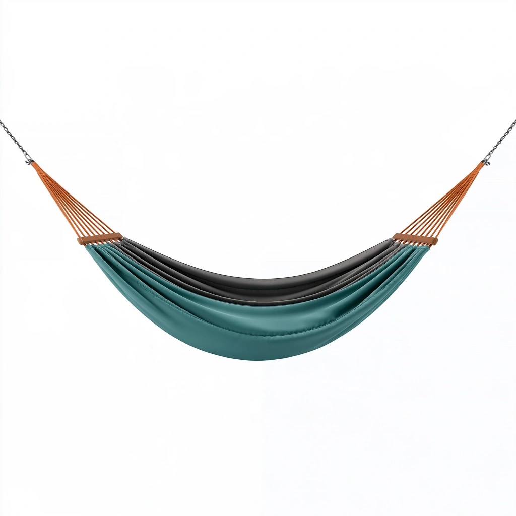 Hängematte 300 x 140 cm aus Polyester Türkis Schwarz für Garten mit Holzspreizstäben