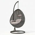 Hängesessel 100 x 100 x 195 cm aus Polyrattan Schwarz mit Stahlgestell für Garten und Terrasse