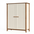 Kleiderschrank 100 x 55 x 190 cm Cremeweiß Braun Holzwerkstoff mit 2 Türen im Landhausstil