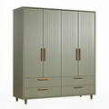Kleiderschrank 160 x 55 x 200 cm aus Holzwerkstoff Graugrün mit 4 Türen und 4 Schubladen im modernen Stil