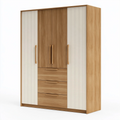 Kleiderschrank 160 x 55 x 200 cm Holzwerkstoff Braun Cremeweiß mit 4 Türen und 3 Schubladen