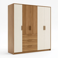 Kleiderschrank 180 x 60 x 200 cm Holzwerkstoff Braun Weiß mit 5 Türen und 3 Schubladen