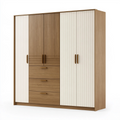 Kleiderschrank 180 x 60 x 200 cm Holzoptik Weiß mit 4 Türen und 3 Schubladen