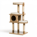 Kratzbaum 60 x 60 x 150 cm aus Holz in Naturbeige mit Sisal und Liegeflächen