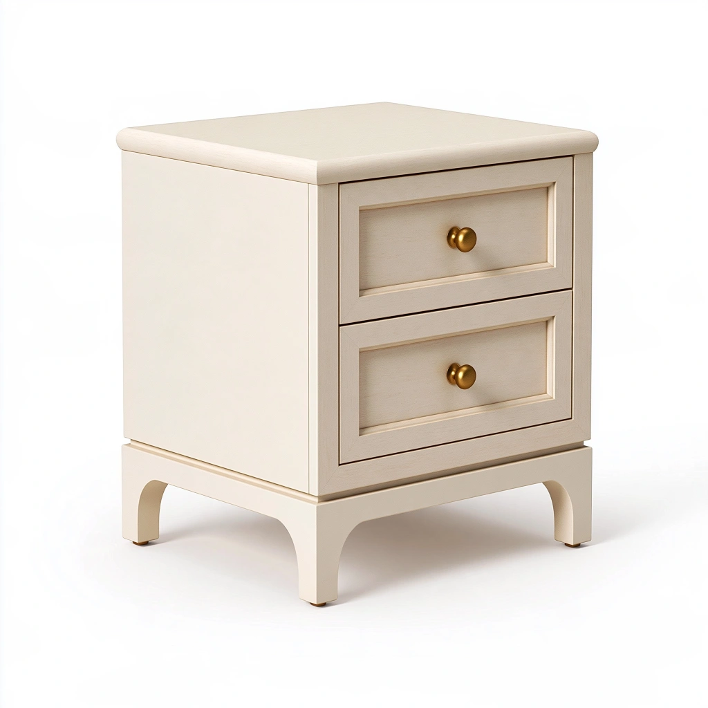 Nachttisch 40 x 45 x 60 cm Holzwerkstoff Creme mit 2 Schubladen klassisch