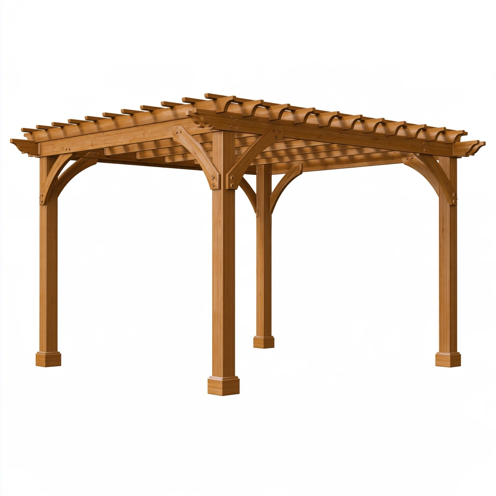 Holz Pergola 400 x 300 x 230 cm Naturbraun für Garten mit Lamellendach