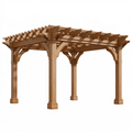 Holzpergola 300 x 300 x 240 cm Naturbraun für Garten im klassischen Lamellendach-Stil